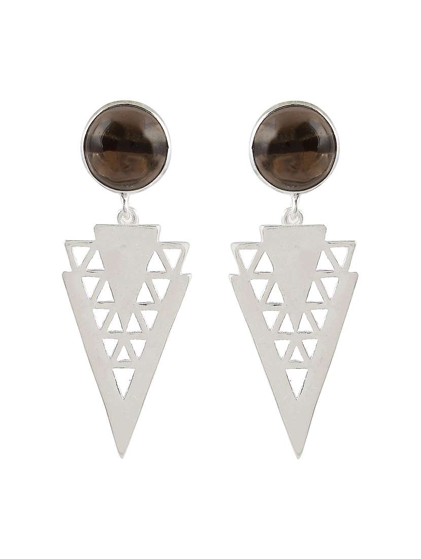 black silver plated drop earring - 19085243 - Standard Image - 2