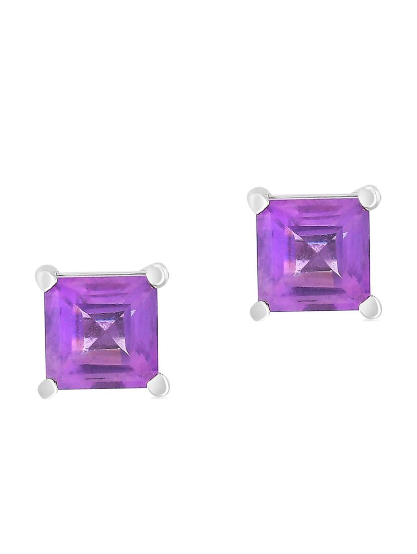 purple silver plated drop earring - 19085245 - Zoom Image - 0