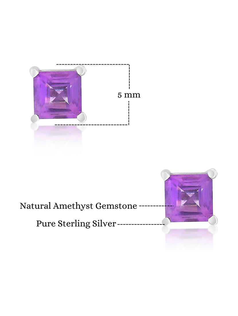purple silver plated drop earring - 19085245 - Standard Image - 2