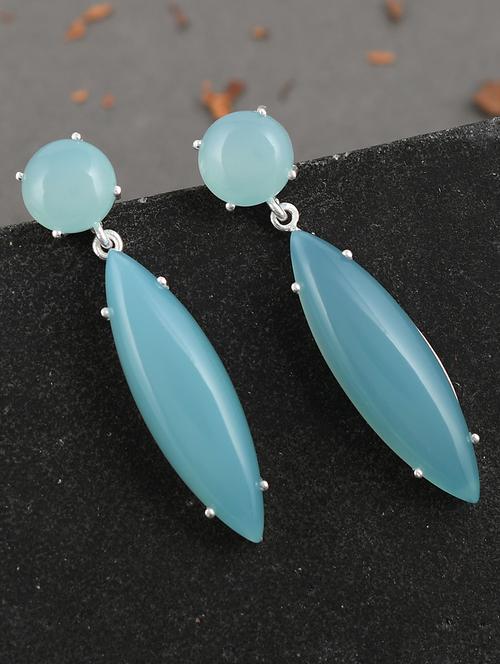 blue silver plated drop earring - 19085247 - Standard Image - 0