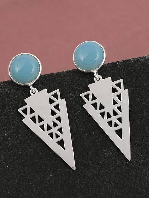 blue silver plated drop earring - 19085248 - Standard Image - 0
