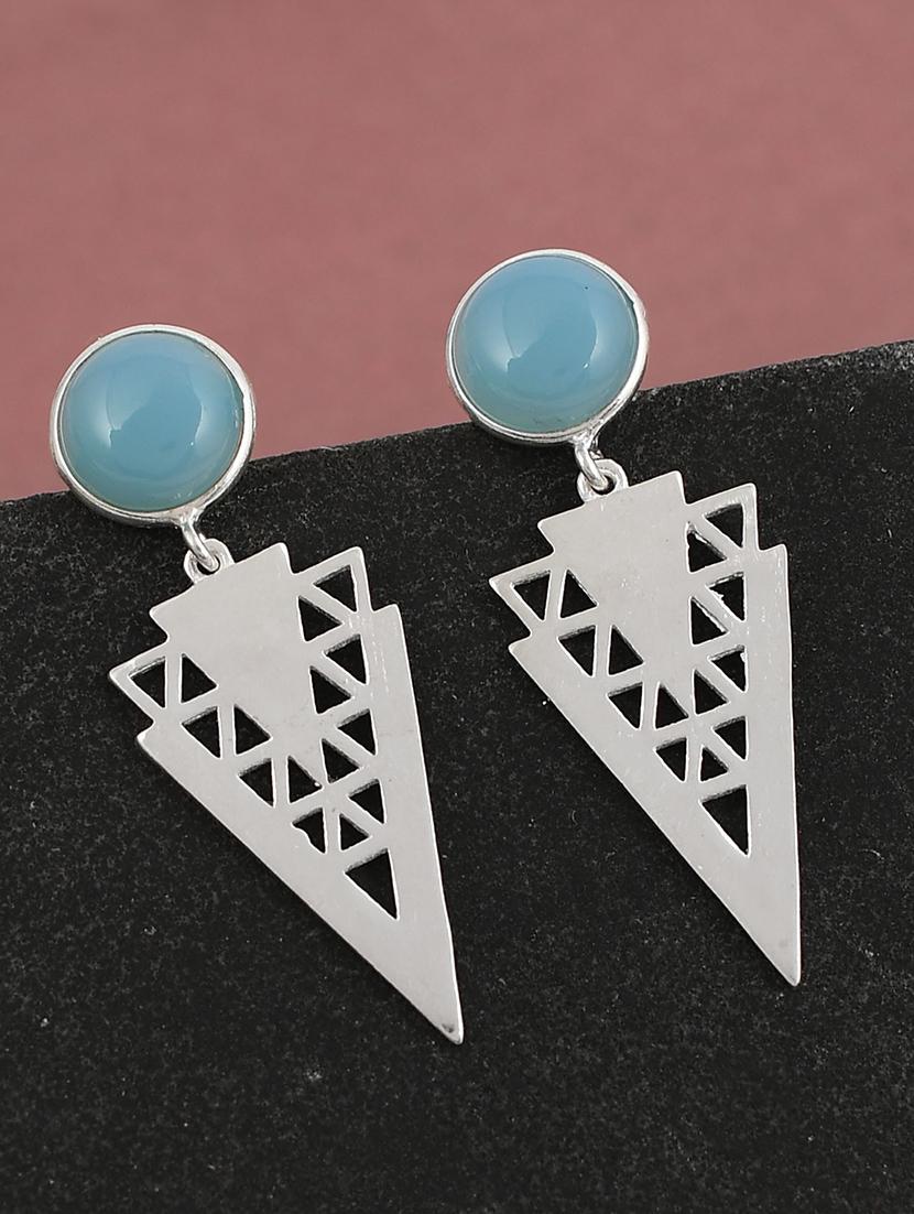 blue silver plated drop earring - 19085248 - Zoom Image - 0