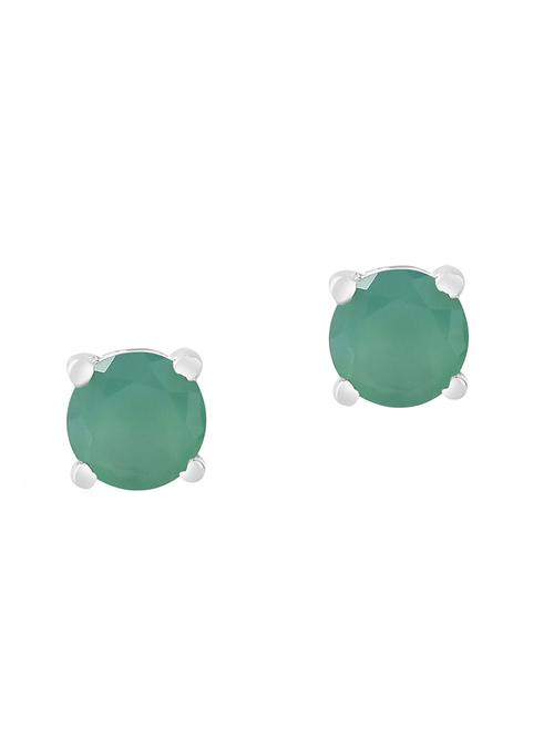 green silver plated drop earring - 19085249 - Standard Image - 0