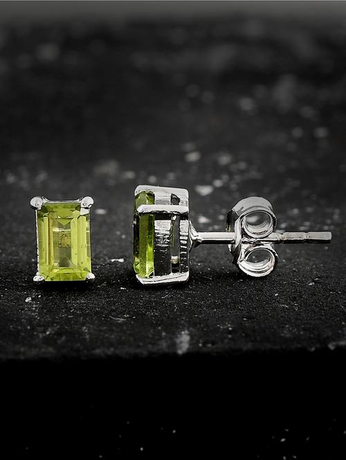 green silver plated drop earring - 19085251 - Standard Image - 0