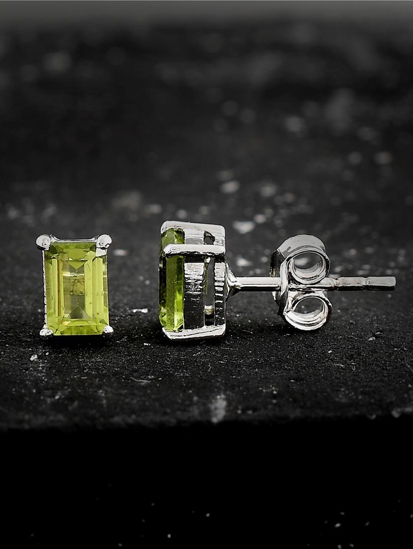green silver plated drop earring - 19085251 - Zoom Image - 0