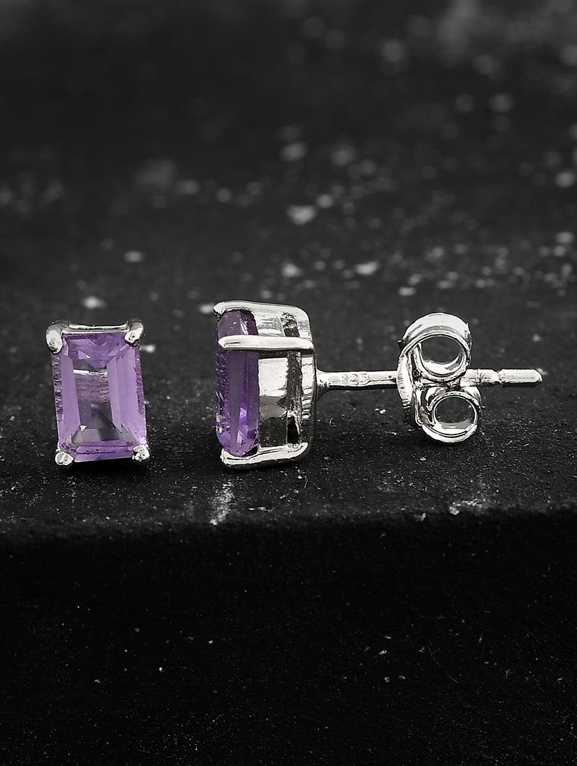 purple silver plated drop earring - 19085258 -  Zoom Image - 0