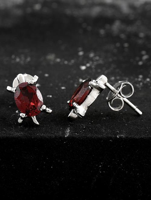 red silver plated drop earring - 19085262 - Standard Image - 0