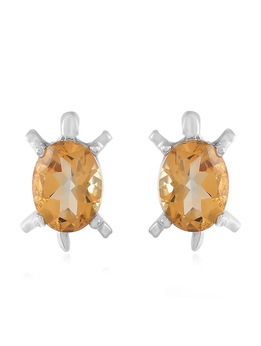 brown silver plated drop earring - 19085263 - Standard Image - 2