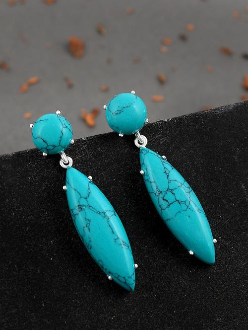 blue silver plated drop earring - 19085264 - Standard Image - 0