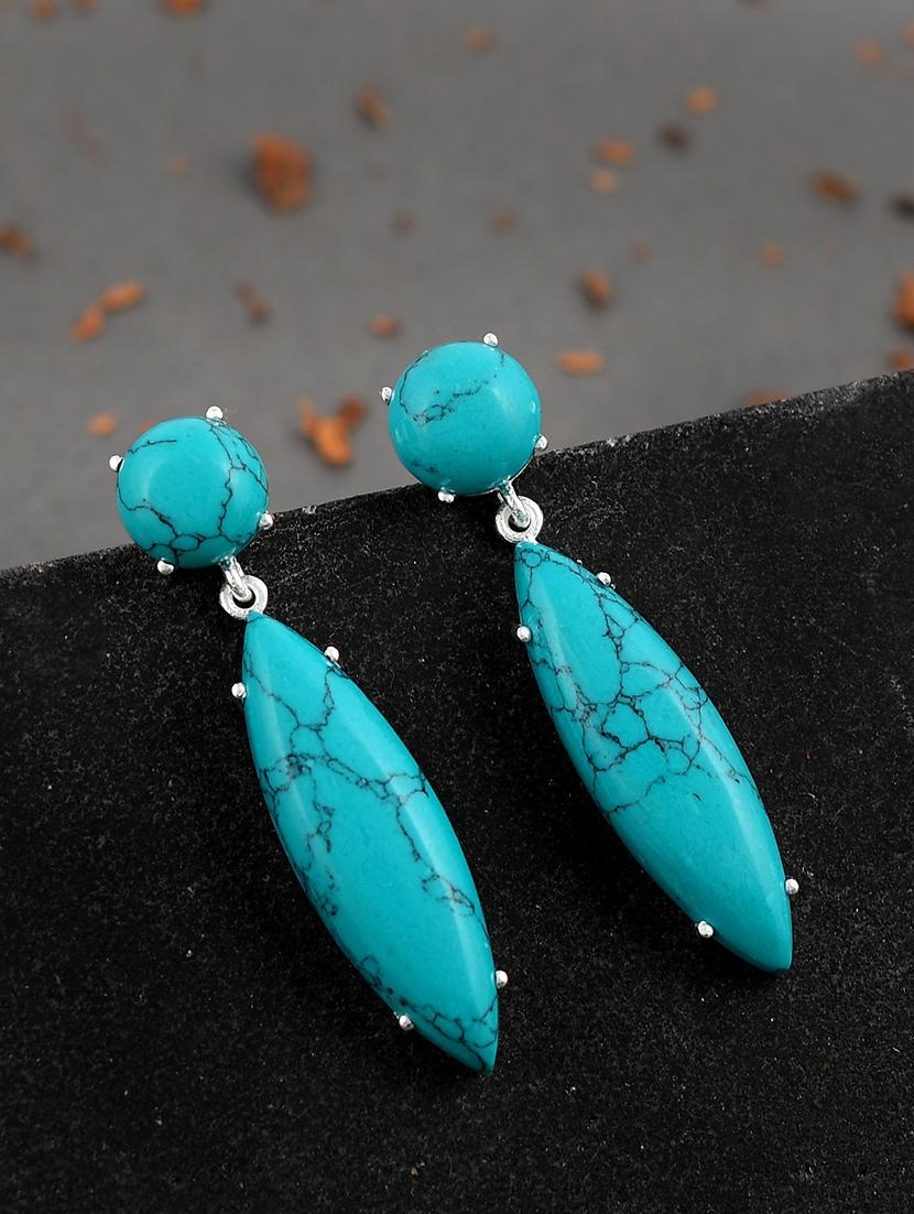 blue silver plated drop earring - 19085264 - Zoom Image - 0