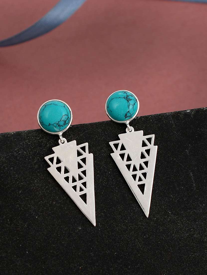 blue silver plated drop earring