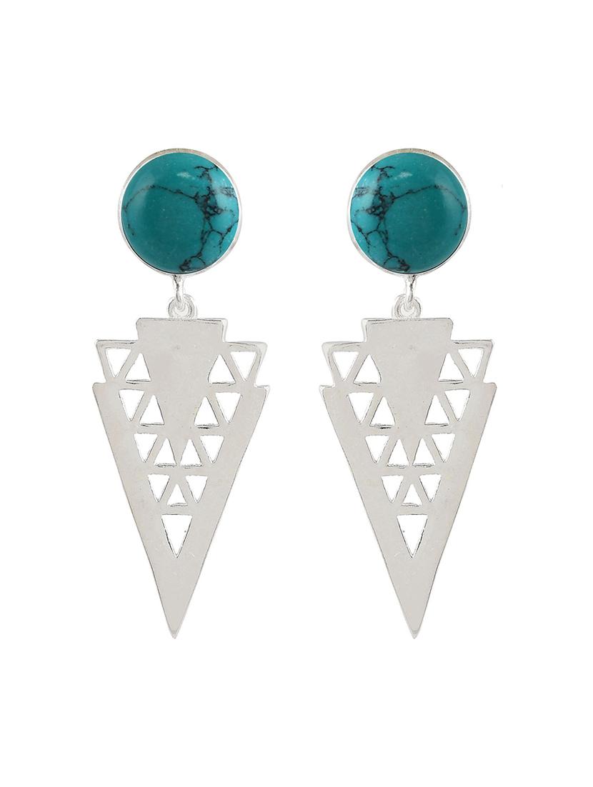 blue silver plated drop earring - 19085267 - Standard Image - 2