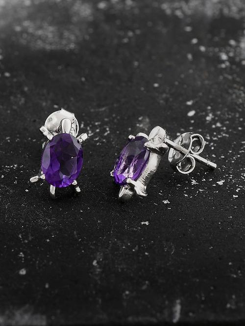 purple silver plated drop earring - 19085269 - Standard Image - 0