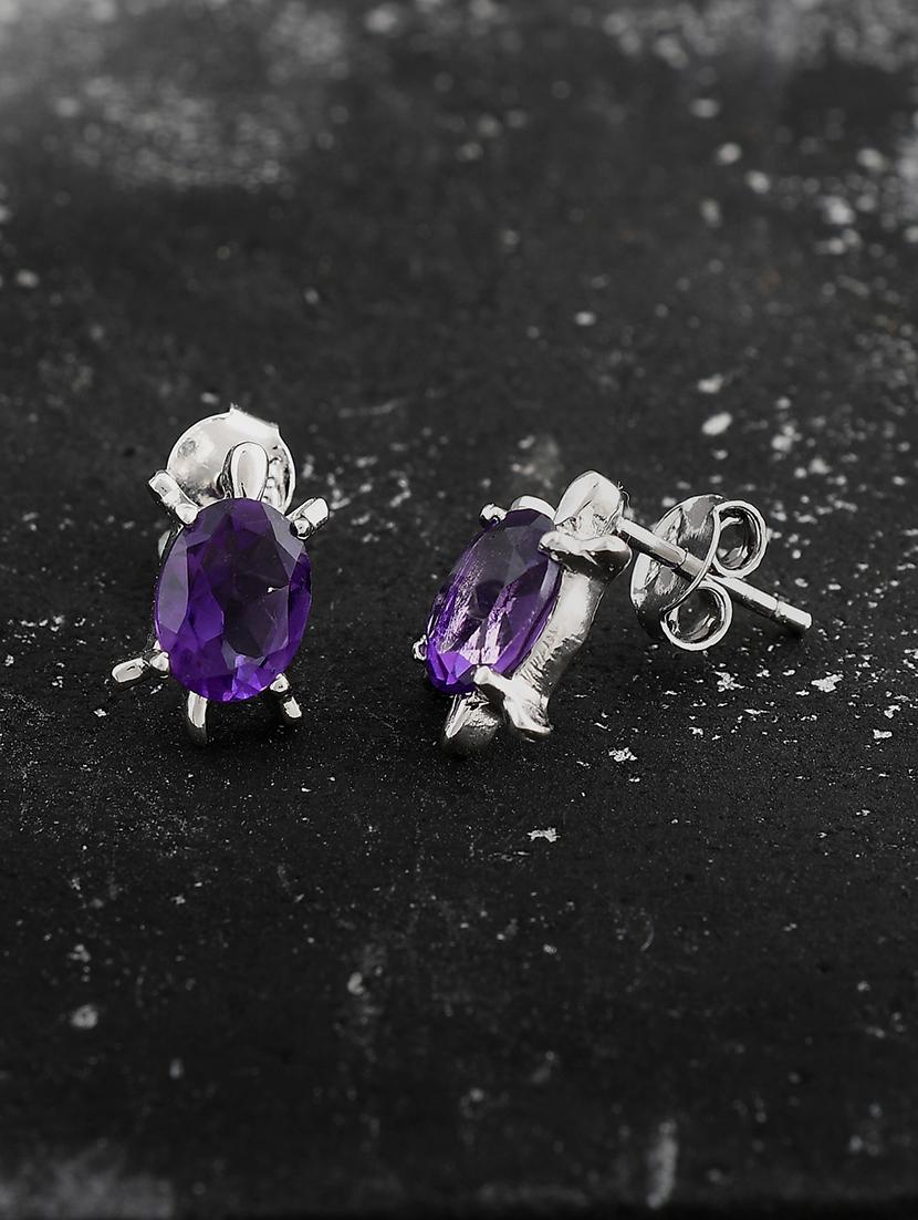 purple silver plated drop earring - 19085269 - Zoom Image - 0