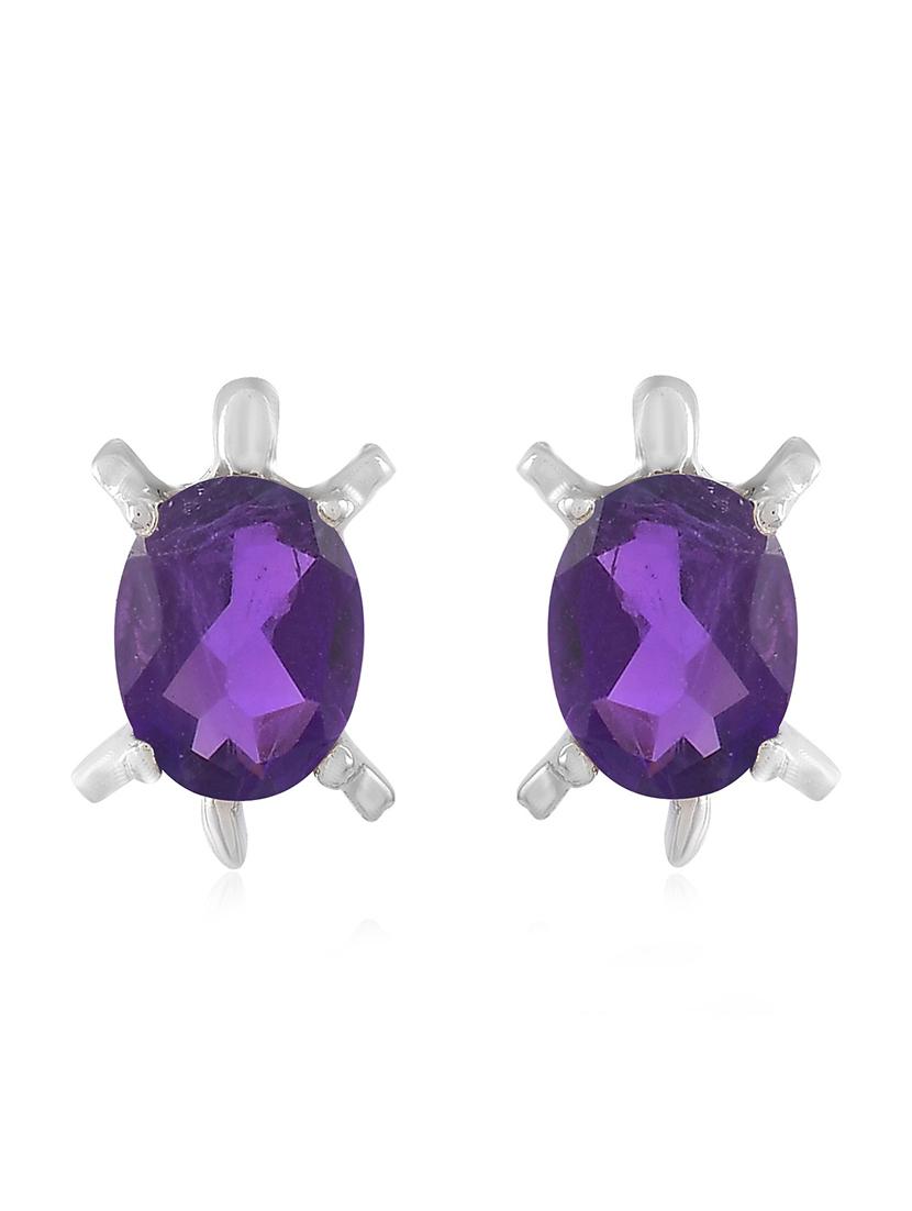 purple silver plated drop earring - 19085269 - Standard Image - 2
