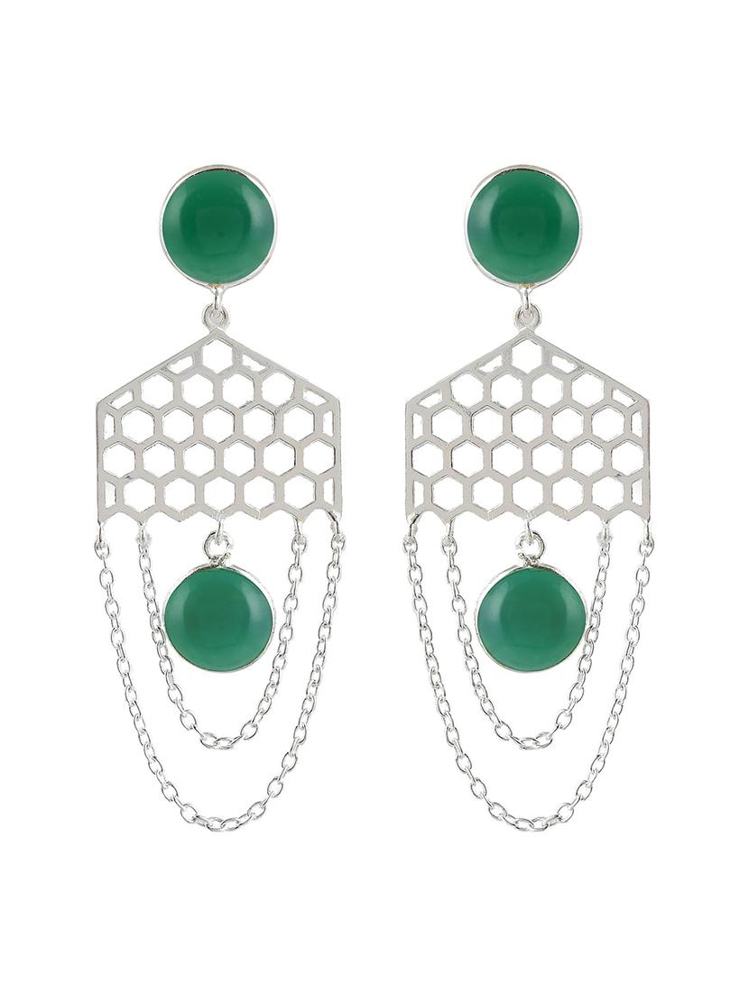 silver plated dangler earring - 19085285 - Standard Image - 2