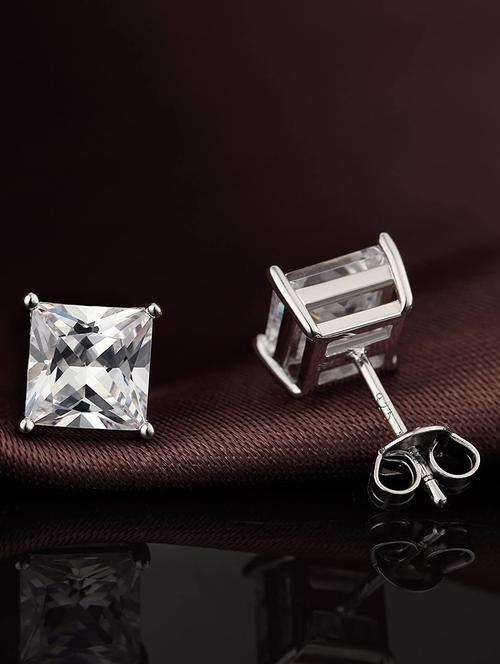 silver plated stud earring - 19085287 - Standard Image - 0