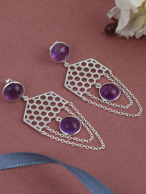 silver plated dangler earring - 19085300 - Standard Image - 0