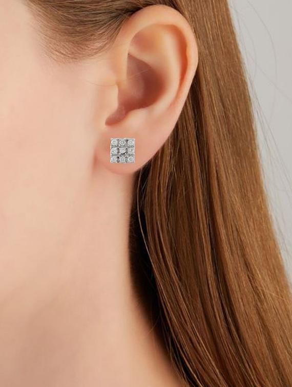 silver plated stud earring - 19085301 - Standard Image - 2