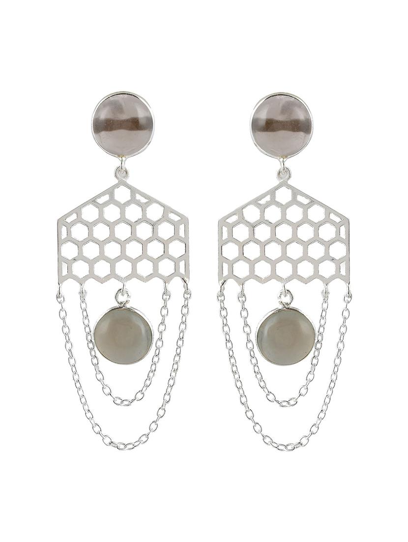 silver plated dangler earring - 19085303 - Standard Image - 2