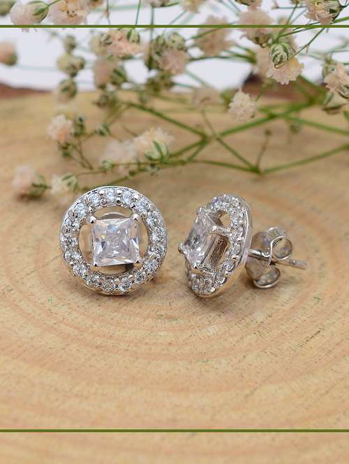 silver plated stud earring - 19085328 -  Standard Image - 0