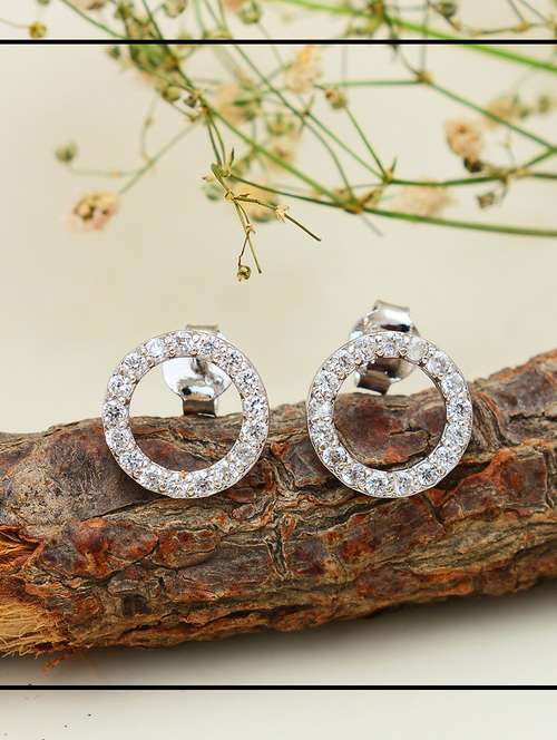 silver plated stud earring - 19085330 -  Standard Image - 0