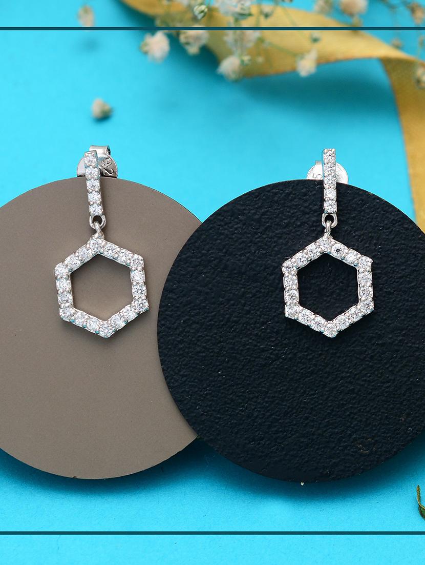 silver metal drop earring - 19085334 - Zoom Image - 0