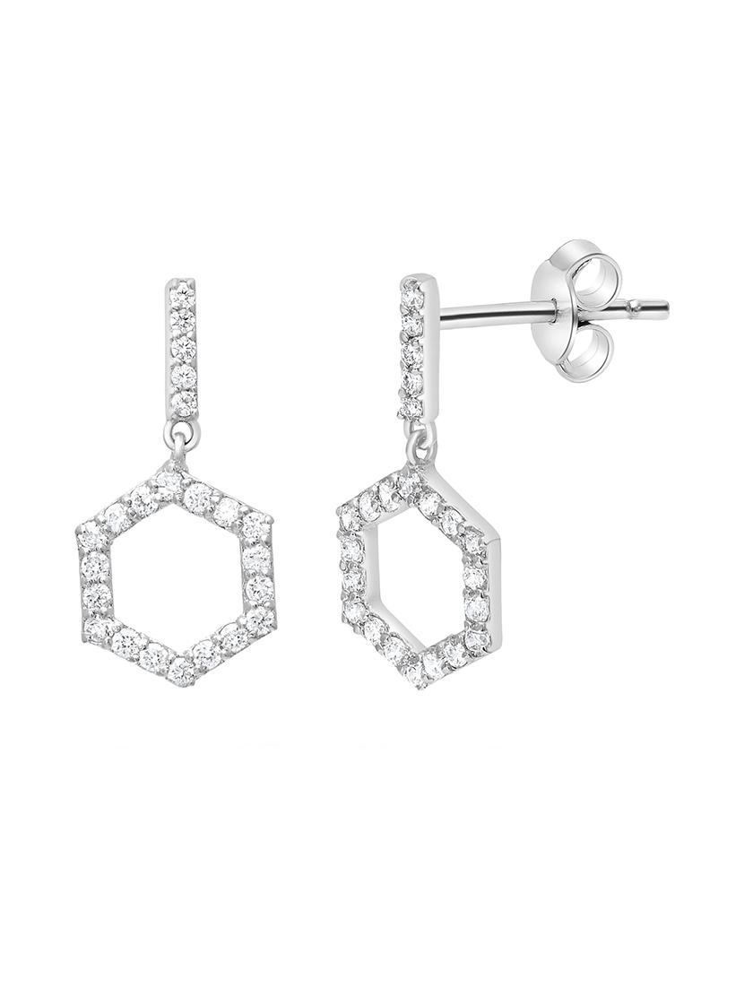 silver metal drop earring - 19085334 - Standard Image - 2