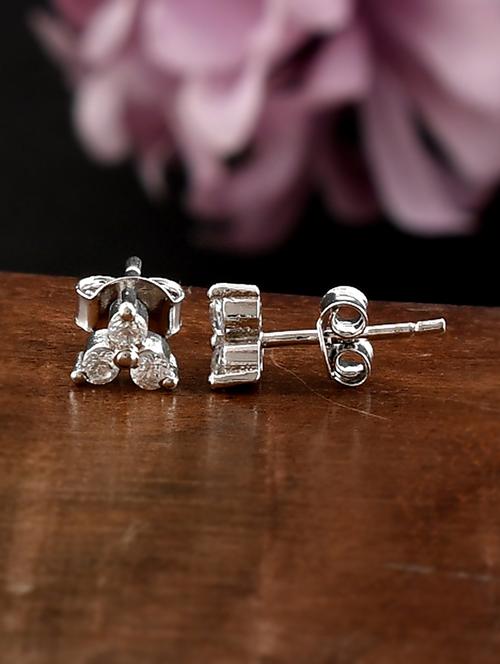 silver plated stud earring - 19085354 - Standard Image - 0
