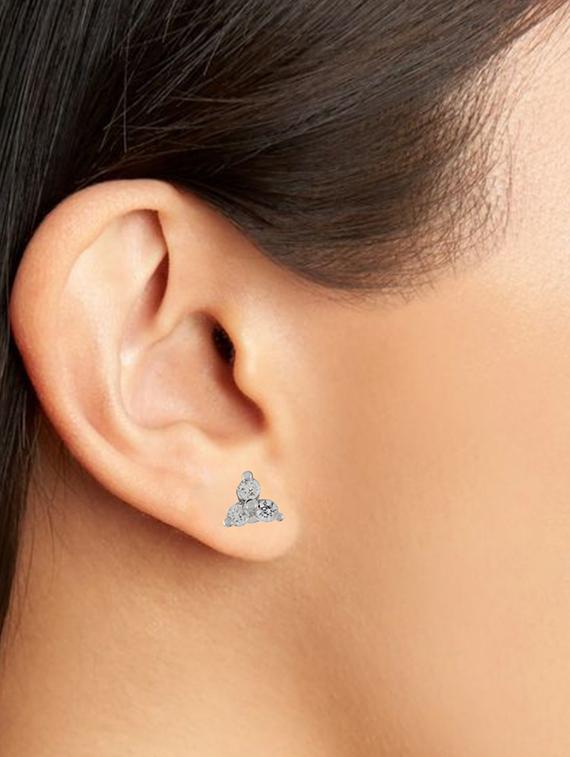 silver plated stud earring - 19085354 - Standard Image - 2