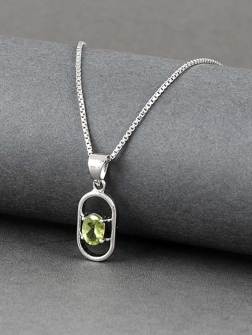 silver plated stone embellished pendant