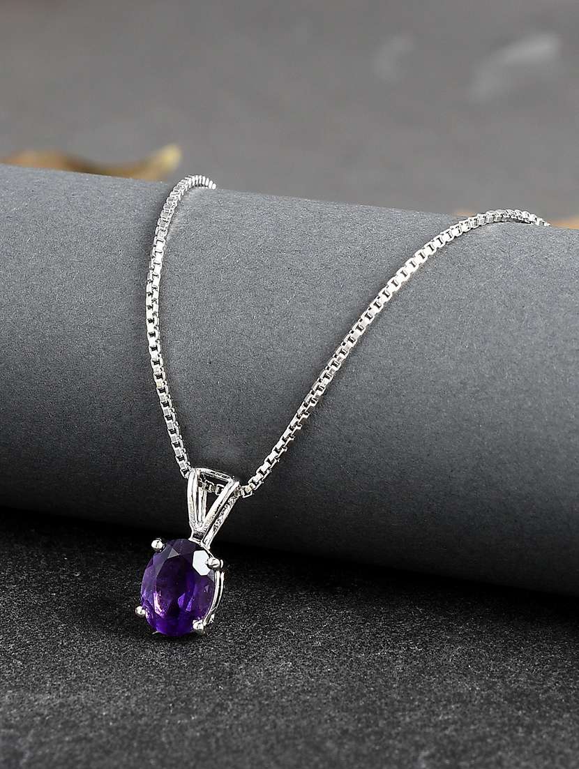 silver plated stone embellished pendant