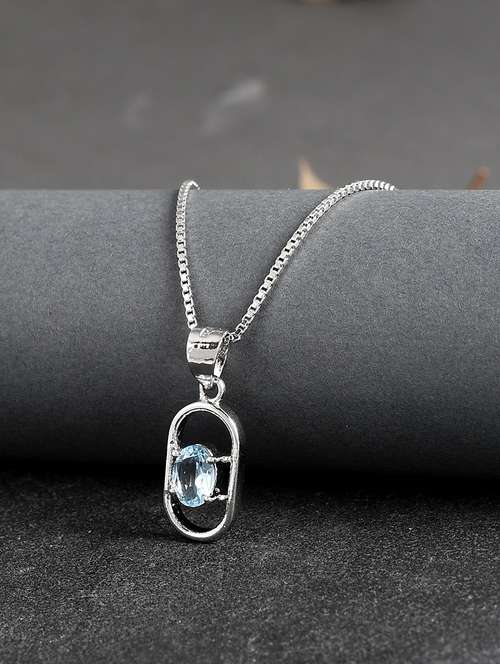 silver plated stone embellished pendant - 19085410 - Standard Image - 0