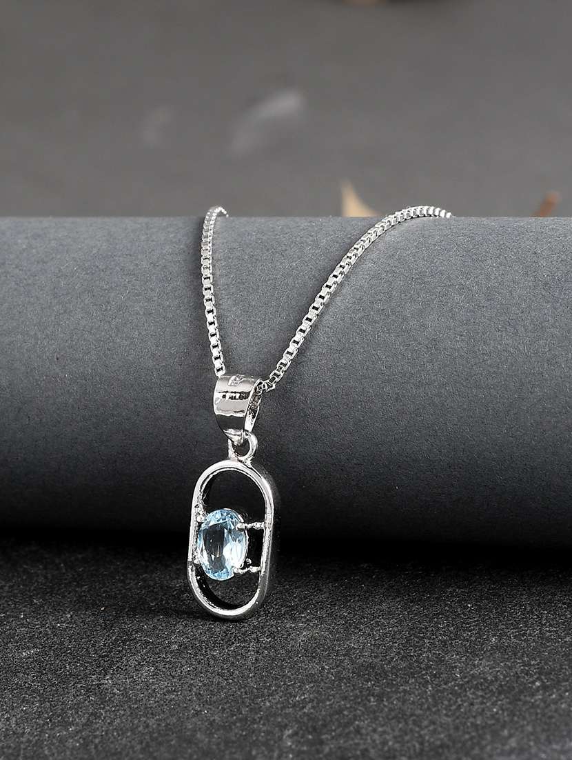 silver plated stone embellished pendant - 19085410 - Zoom Image - 0