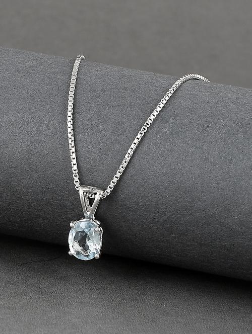 silver plated stone embellished pendant - 19085414 - Standard Image - 0