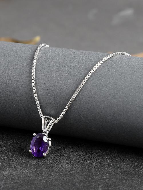 silver plated stone embellished pendant - 19085416 -  Standard Image - 0