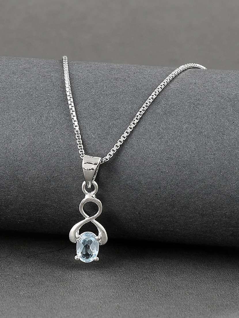 silver plated stone embellished pendant
