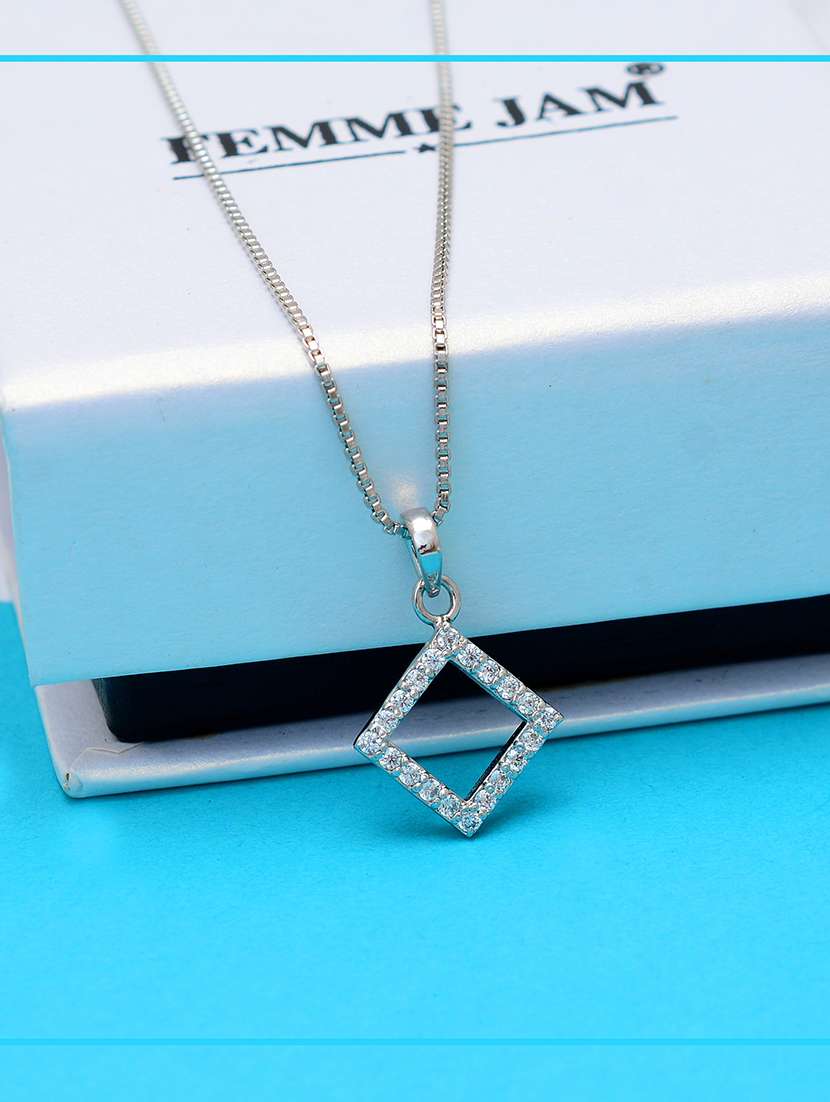 silver plated stone embellished pendant