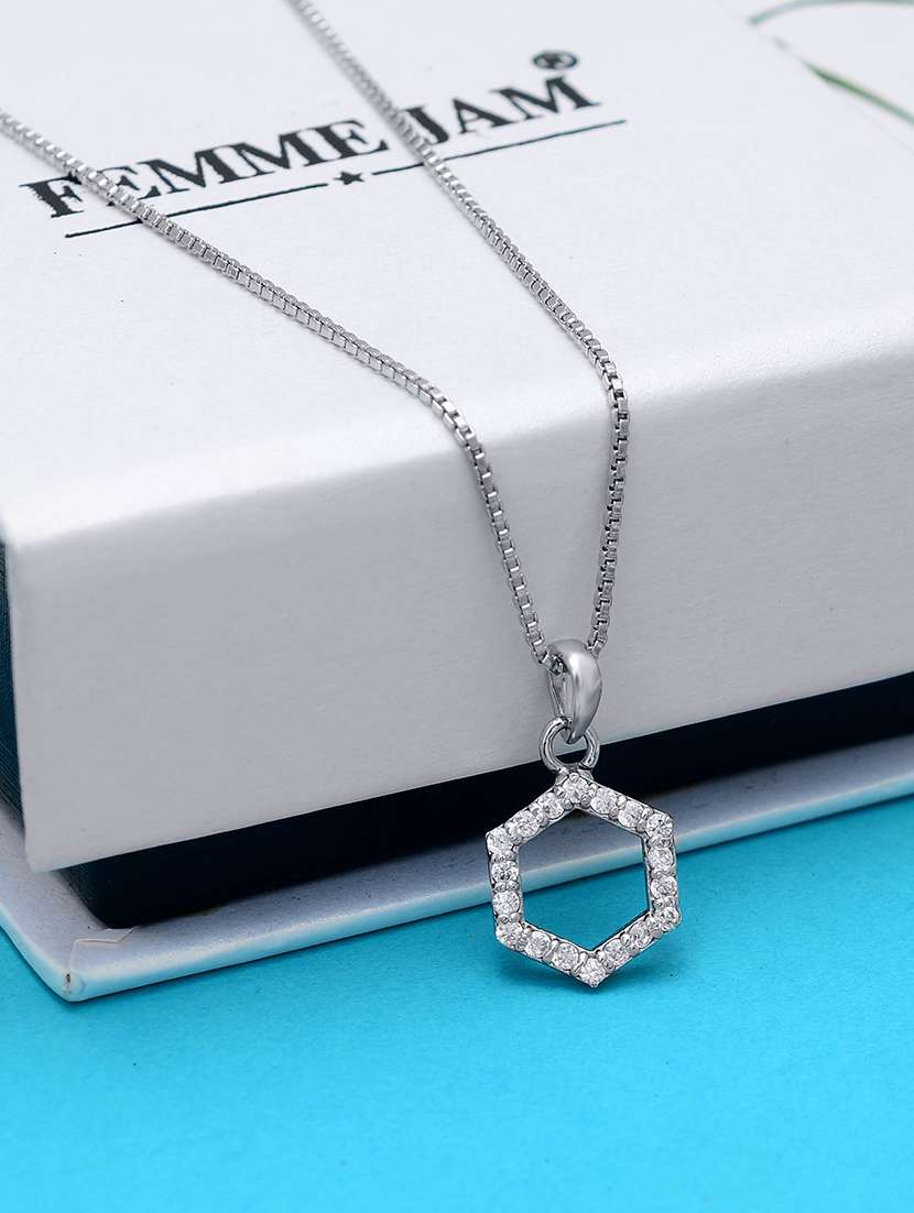 silver plated stone embellished pendant - 19085425 -  Zoom Image - 0