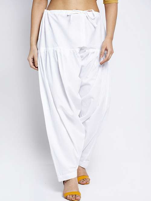 white solid patiyala salwar - 19085746 -  Standard Image - 0