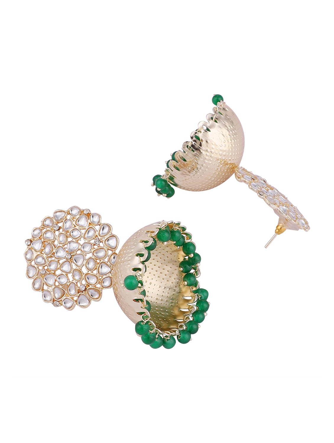 green gold plated jhumka earring - 19086327 - Standard Image - 2