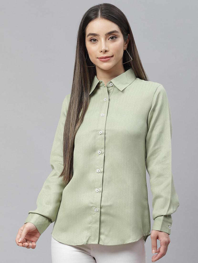 green viscose regular shirt - 19086591 - Zoom Image - 0