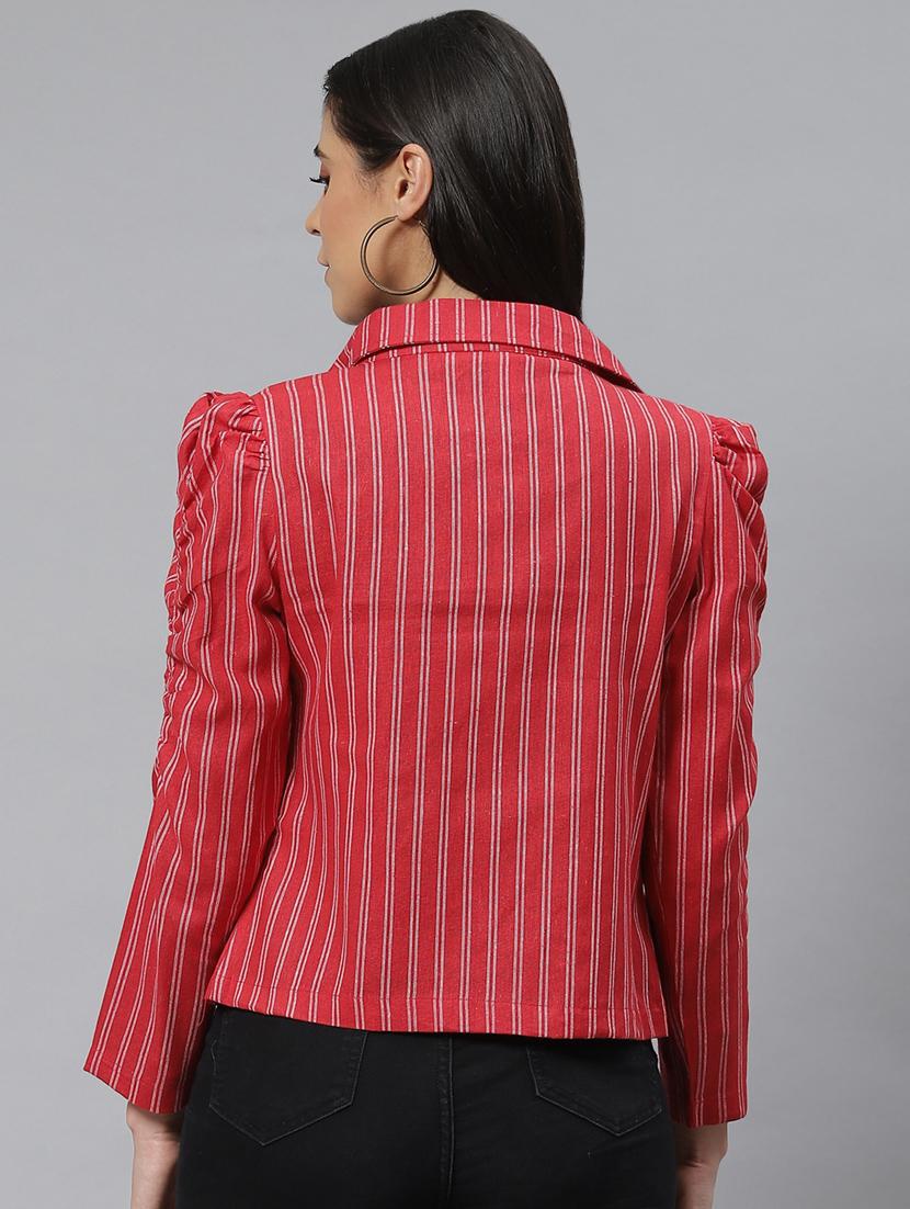 lapel neck striped regular jacket - 19086599 - Standard Image - 2