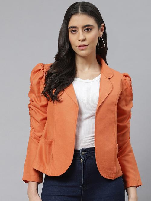 women lapel neck solid casual balzer - 19086600 - Standard Image - 0