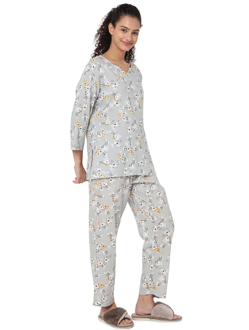 floral printed nightwear pajama set - 19086696 - Standard Image - 2