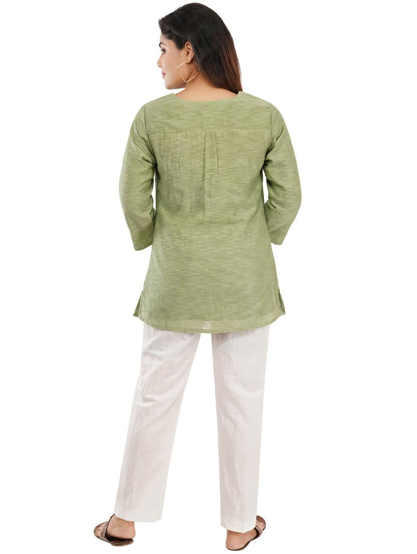 green solid tunic - 19086714 - Standard Image - 2