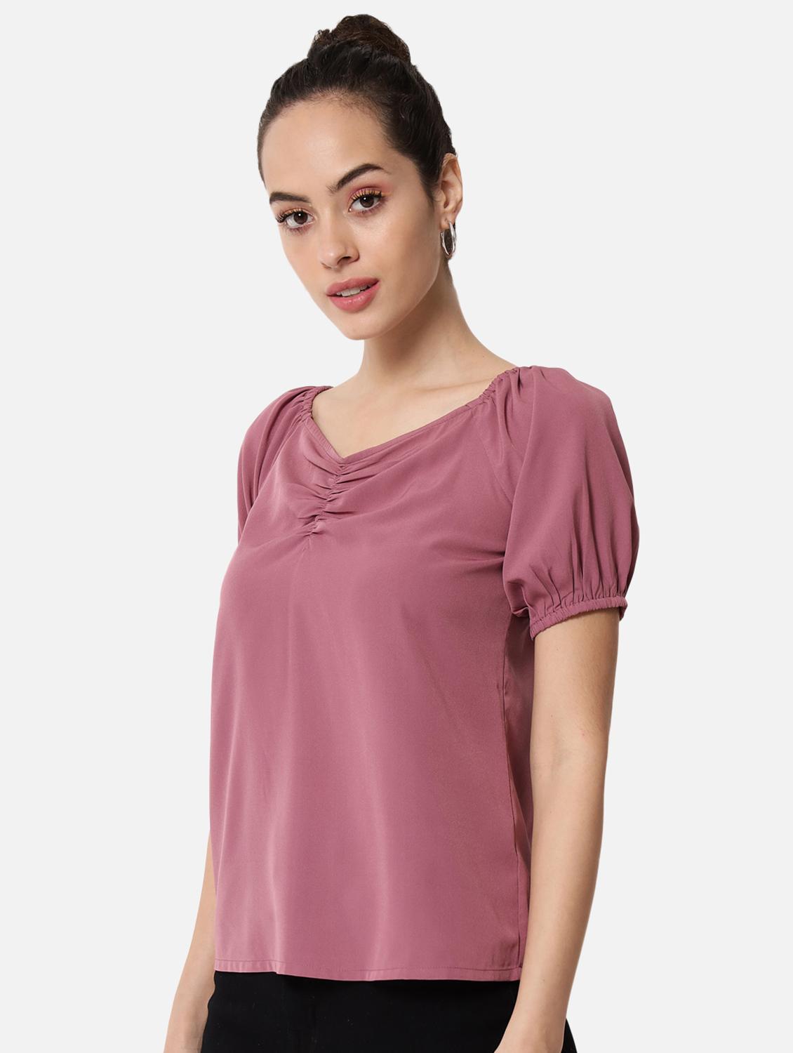women's straight v neck top - 19086754 - Standard Image - 2