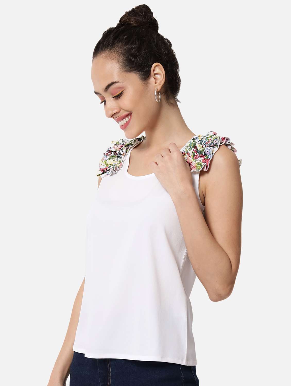 women's straight round neck top - 19086761 - Standard Image - 2