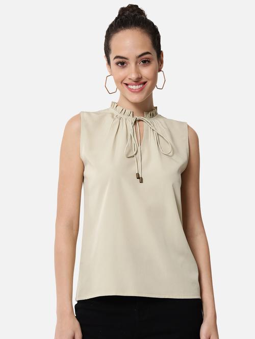 women's straight tie-up neck top - 19086764 - Standard Image - 0