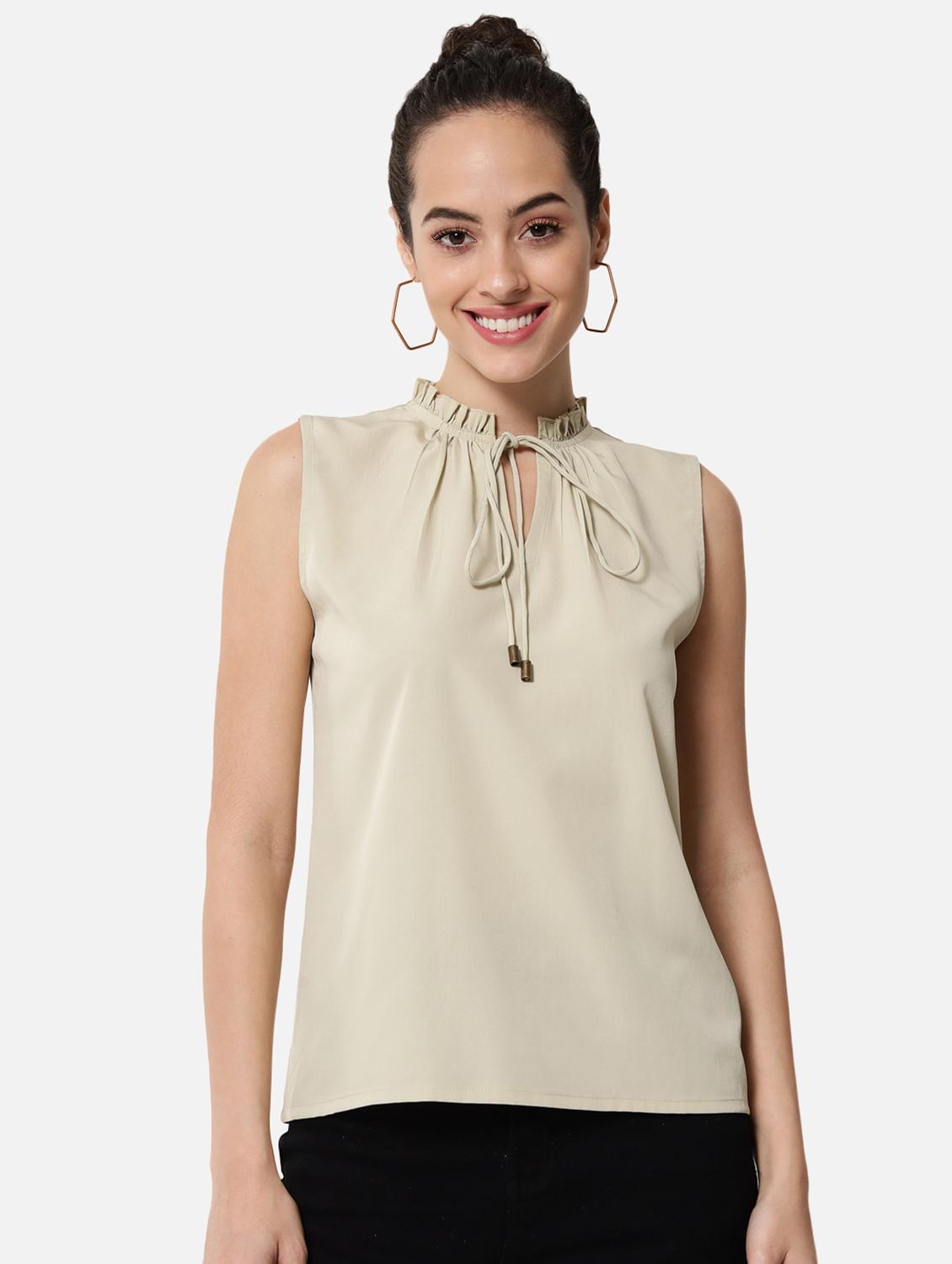 women's straight tie-up neck top - 19086764 - Zoom Image - 0